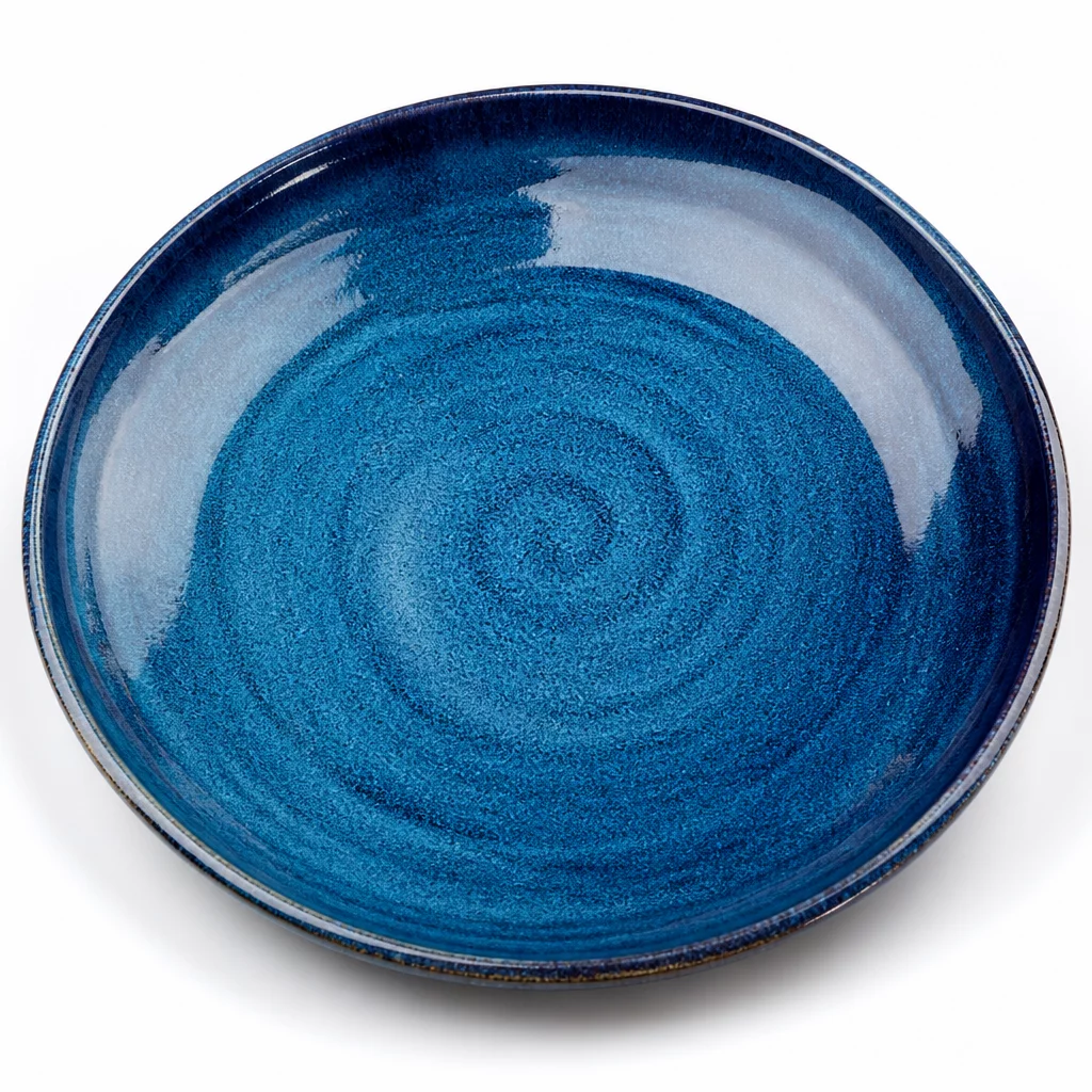 Glazed Blue Dessert Plate
