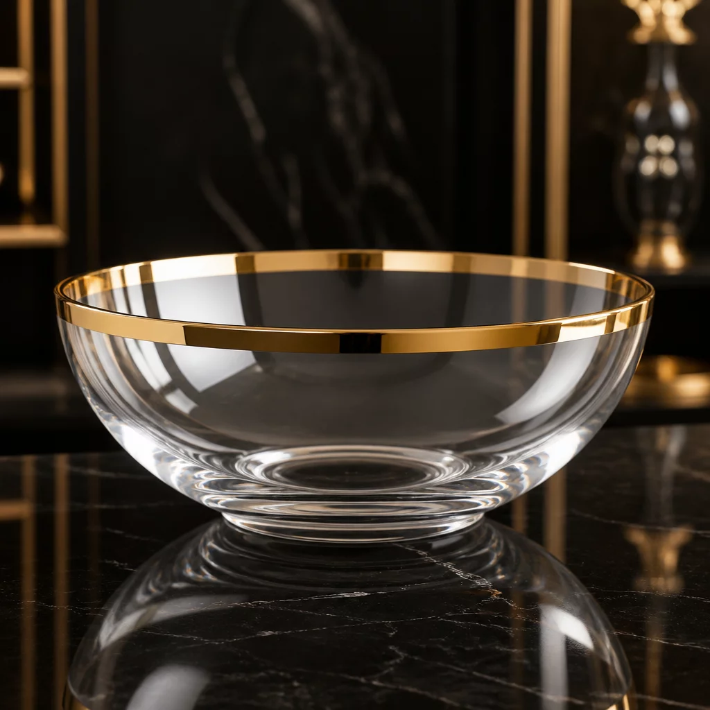 Golden Rimmed Glass Bowl